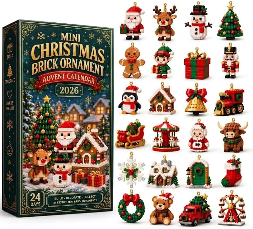 Christmas Advent Calendar with 24 Mini Building Blocks (2-Pack)